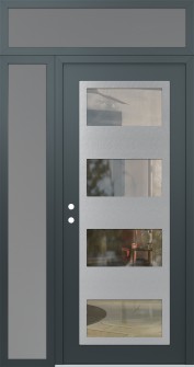 Diamond C2 48" x 96" anthracite/anthracite clear Glass Panel stainless steel RHI with Sidelite and Transom frosted Glass