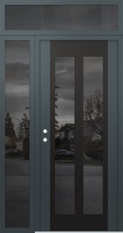 Diamond C14 50" x 96" anthracite/anthracite mirrored Glass Panel black RHI with Sidelite and Transom mirrored Glass