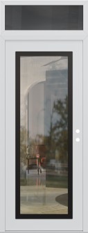 Diamond C1 36" x 96" white/white clear Glass Panel black LHI with Transom mirrored Glass