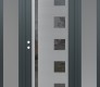 Modern Steel Front Door Diamond C3 64" x 80" anthracite/anthracite mirrored Glass Panel stainless steel RHI with 2 Sidelites frosted Glass