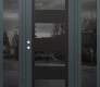Modern Steel Front Door Diamond C2 64" x 80" anthracite/anthracite mirrored Glass Panel black RHI with 2 Sidelites mirrored Glass