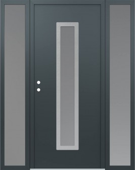 DIAMOND A11 64" X 80" ANTHRACITE/ANTHRACITE FROSTED GLASS PANEL STAINLESS STEEL RHI WITH 2 SIDELITES FROSTED GLASS