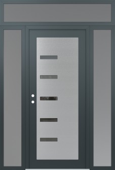 Diamond C8 60" x 96" anthracite/anthracite mirrored Glass Panel stainless steel RHI with 2 Sidelites and Transom frosted Glass