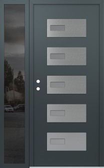 Diamond D7 50" x 80" anthracite/anthracite frosted Glass Panel stainless steel RHI with Sidelite mirrored Glass