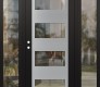 Modern Steel Front Door Diamond C2 68" x 80" black/black clear Glass Panel stainless steel RHI with 2 Sidelites clear Glass