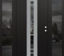 Modern Steel Front Door DIAMOND A3 60" X 80" BLACK/BLACK MIRRORED GLASS PANEL STAINLESS STEEL LHI WITH 2 SIDELITES MIRRORED GLASS