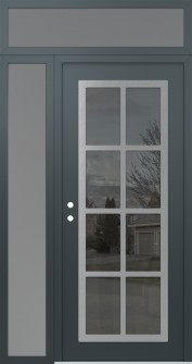 Diamond C16 48" x 96" anthracite/anthracite mirrored Glass Panel stainless steel RHI with Sidelite and Transom frosted Glass