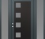 Modern Steel Front Door Diamond C5 64" x 96" anthracite/anthracite frosted Glass Panel black RHI with 2 Sidelites and Transom frosted Glass