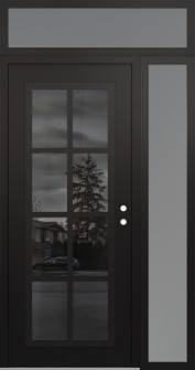 Diamond C16 50" x 96" black/black mirrored Glass Panel black LHI with Sidelite and Transom frosted Glass