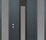 Modern Steel Front Door DIAMOND A1 68" X 96" ANTHRACITE/ANTHRACITE FROSTED GLASS PANEL BLACK RHI WITH 2 SIDELITES AND TRANSOM FROSTED GLASS