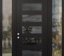 Modern Steel Front Door Diamond C9 60" x 96" black/black mirrored Glass Panel black RHI with 2 Sidelites and Transom clear Glass