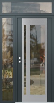 Diamond C15 48" x 96" anthracite/anthracite clear Glass Panel stainless steel RHI with Sidelite and Transom clear Glass