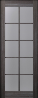 DOOR SLAB PALLADIO 10 LITE VETRO GRAY OAK 30" X 84" X 1 9/16" TEMPERED FROSTED GLASS