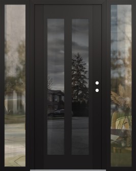 Diamond C14 68" x 80" black/black mirrored Glass Panel black LHI with 2 Sidelites clear Glass