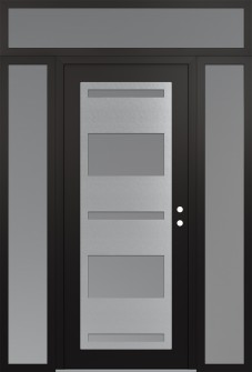 Diamond C10 60" x 96" black/white frosted Glass Panel stainless steel LHI with 2 Sidelites and Transom frosted Glass
