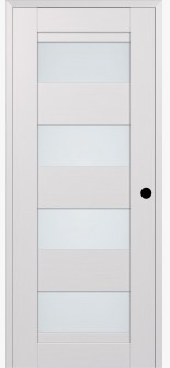 RTA LEFT HAND PREHUNG CONCEALED DOOR SLAB DELLA VETRO BIANCO NOBLE 18" X 80" X 1 9/16" FROSTED GLASS