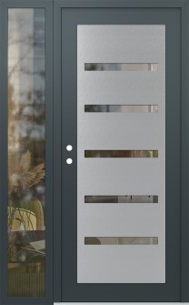 Diamond C7 50" x 80" anthracite/anthracite clear Glass Panel stainless steel RHI with Sidelite clear Glass