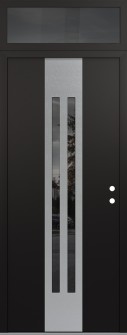 DIAMOND A8 36" X 96" BLACK/BLACK MIRRORED GLASS PANEL STAINLESS STEEL LHI WITH TRANSOM MIRRORED GLASS