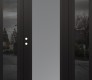 Modern Steel Front Door Diamond C1 60" x 80" black/white frosted Glass Panel black RHI with 2 Sidelites mirrored Glass