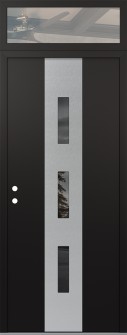 DIAMOND A7 36" X 96" BLACK/BLACK MIRRORED GLASS PANEL STAINLESS STEEL RHI WITH TRANSOM CLEAR GLASS