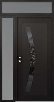 Diamond C4 52" x 96" black/black mirrored Glass Panel black RHI with Sidelite and Transom frosted Glass