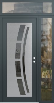 Diamond C12 52" x 96" anthracite/anthracite mirrored Glass Panel stainless steel LHI with Sidelite and Transom clear Glass
