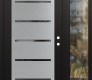Modern Steel Front Door Diamond C11 50" x 80" black/black mirrored Glass Panel stainless steel LHI with Sidelite clear Glass