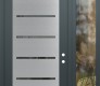 Modern Steel Front Door Diamond C11 48" x 96" anthracite/anthracite mirrored Glass Panel stainless steel LHI with Sidelite and Transom clear Glass