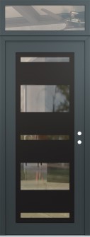 Diamond C10 36" x 96" anthracite/anthracite clear Glass Panel black LHI with Transom clear Glass
