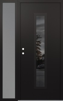 DIAMOND A11 52" X 80" BLACK/BLACK MIRRORED GLASS PANEL BLACK RHI WITH SIDELITE FROSTED GLASS