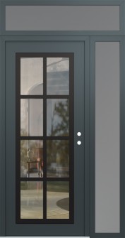 Diamond C16 52" x 96" anthracite/anthracite clear Glass Panel black LHI with Sidelite and Transom frosted Glass