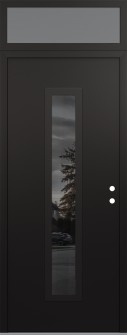 DIAMOND A11 36" X 96" BLACK/BLACK MIRRORED GLASS PANEL BLACK LHI WITH TRANSOM FROSTED GLASS