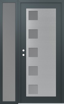 Diamond C5 48" x 80" anthracite/anthracite frosted Glass Panel stainless steel RHI with Sidelite frosted Glass