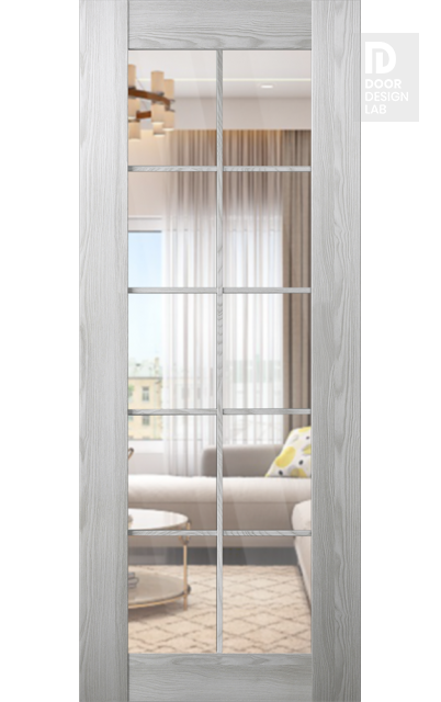 DOOR SLAB AVON 10 LITE CLEAR RIBEIRA ASH 30" X 80" X 1 3/4" TEMPERED CLEAR GLASS