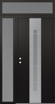 DIAMOND A3 50" X 96" BLACK/WHITE FROSTED GLASS PANEL STAINLESS STEEL RHI WITH SIDELITE AND TRANSOM FROSTED GLASS