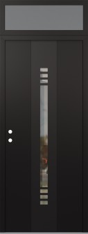 DIAMOND A5 36" X 96" BLACK/BLACK CLEAR GLASS PANEL BLACK RHI WITH TRANSOM FROSTED GLASS