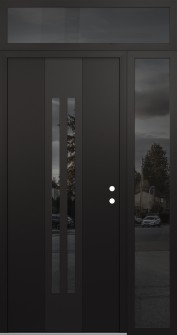 DIAMOND A8 50" X 96" BLACK/BLACK MIRRORED GLASS PANEL BLACK LHI WITH SIDELITE AND TRANSOM MIRRORED GLASS