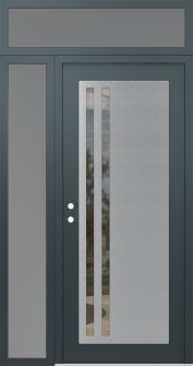 Diamond C6 48" x 96" anthracite/anthracite clear Glass Panel stainless steel RHI with Sidelite and Transom frosted Glass