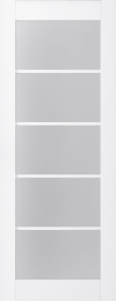 DOOR SLAB PALLADIO 5 LITE VETRO BIANCO NOBLE 28" X 84" X 1 9/16" TEMPERED FROSTED GLASS