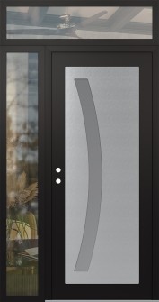 Diamond C4 50" x 96" black/white frosted Glass Panel stainless steel RHI with Sidelite and Transom clear Glass