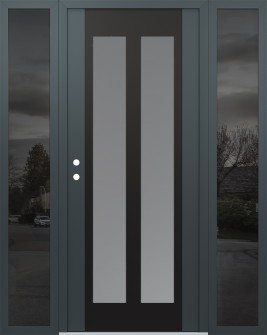 Diamond C14 60" x 80" anthracite/anthracite frosted Glass Panel black RHI with 2 Sidelites mirrored Glass