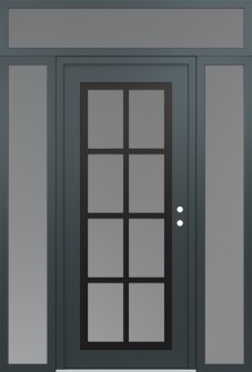 Diamond C16 68" x 96" anthracite/anthracite frosted Glass Panel black LHI with 2 Sidelites and Transom frosted Glass