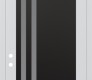 Modern Steel Front Door Diamond C6 36" x 96" white/white frosted Glass Panel black RHI with Transom clear Glass