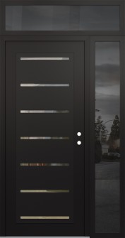 Diamond C11 52" x 96" black/black clear Glass Panel black LHI with Sidelite and Transom mirrored Glass