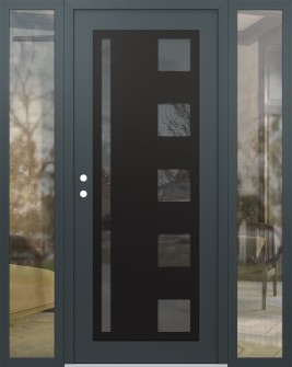 Diamond C3 64" x 80" anthracite/anthracite mirrored Glass Panel black RHI with 2 Sidelites clear Glass
