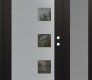 Modern Steel Front Door Diamond C5 48" x 80" black/black clear Glass Panel stainless steel LHI with Sidelite frosted Glass