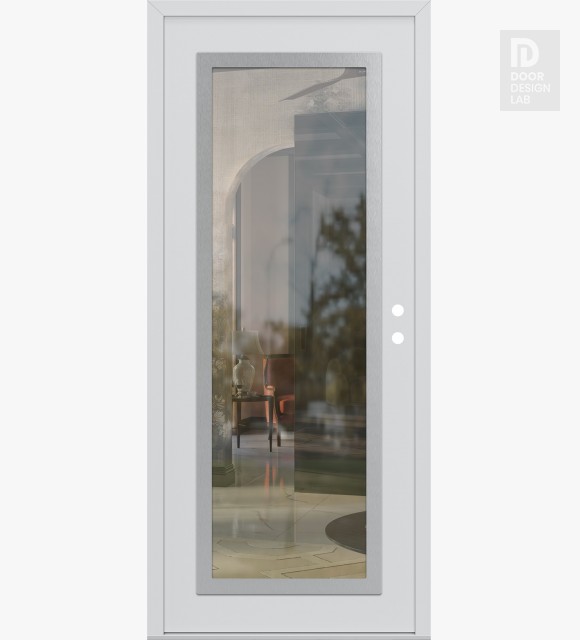 Modern Steel Front Door Diamond C1 36" x 80" white/white clear Glass Panel stainless steel LHI