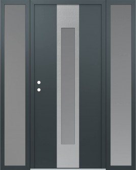 DIAMOND A1 64" X 80" ANTHRACITE/ANTHRACITE FROSTED GLASS PANEL STAINLESS STEEL RHI WITH 2 SIDELITES FROSTED GLASS