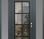 Modern Steel Front Door Diamond C16 68" x 96" anthracite/anthracite clear Glass Panel black LHI with 2 Sidelites and Transom frosted Glass