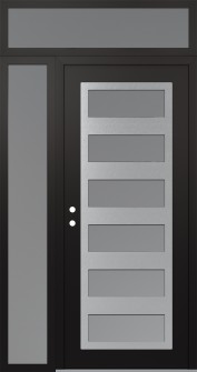 Diamond C9 52" x 96" black/white frosted Glass Panel stainless steel RHI with Sidelite and Transom frosted Glass